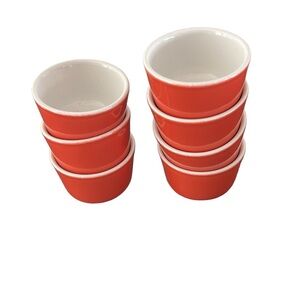 Sauce dishes Orange Rust Ceramic 2"x1.25" Set of 7 Made in Portugal